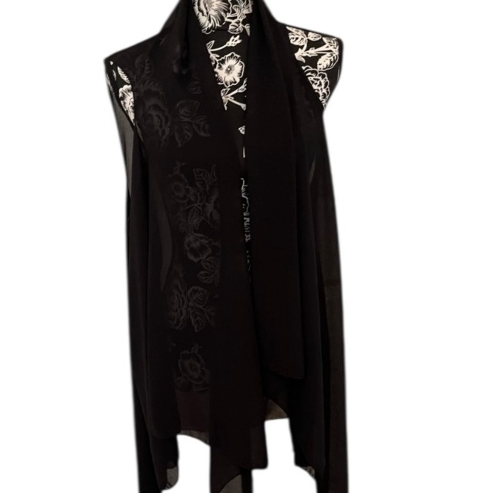 Black Semi Sheer sleeveless cover up  converts to vest or  Scarf